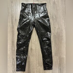 SPANX Black Cropped Faux Leather Pants
